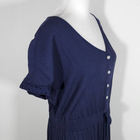 Style & Co. Navy Boho Maxi Dress with Eyelet Lace Accents and Tassel Size Large - Picture 4 of 8